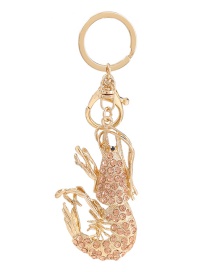 Fashion Pink Shrimp Alloy Diamond-studded Prawn And Crab Keychain Pendant