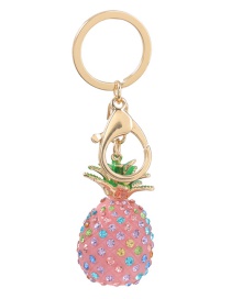 Fashion Pastel Alloy Diamond Keychain Pendant With Pineapple