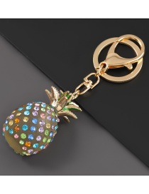 Fashion Yellow Color Alloy Diamond-studded Pineapple Keychain Pendant