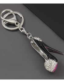 Fashion Black Alloy Oil Dripping Diamond High Heels Keychain Pendant