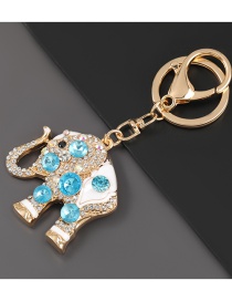 Fashion Blue Alloy Oil Dripping Diamond Elephant Keychain Pendant