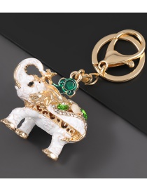 Fashion White Alloy Oil Dripping Diamond Elephant Keychain Pendant
