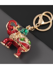 Fashion Red Alloy Oil Dripping Diamond Elephant Keychain Pendant