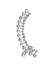 Fashion White K Cherry Geometric Single Ear Clip With Diamonds And Butterflies