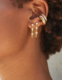 Fashion Golden 3 Round Diamond Chain Earrings