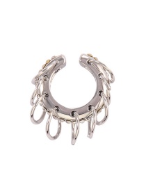 Fashion Silver Single Alloy Geometric Ear Clip With Diamond Chain
