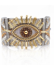 Fashion Gray Eye Beaded Rice Beads Hand-woven Bracelet