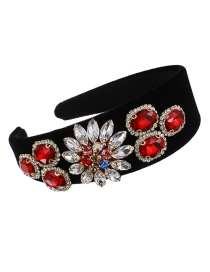 Fashion Red Fabric Alloy Diamond-studded Flower Headband