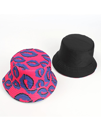 Fashion Navy Blue Double-sided Lip Print Printed Fisherman Hat