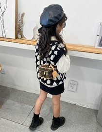 Fashion Brown Letter Print Chain Childrens One-shoulder Messenger Bag
