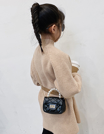 Fashion Black Chain Pearl Childrens One-shoulder Messenger Bag