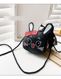 Fashion Black Bunny Print Kids One-shoulder Messenger Bag