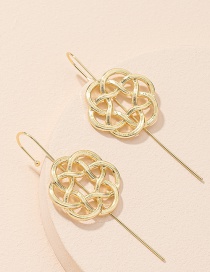 Fashion Gold Color Woven Hollow Flower Pierced Earrings
