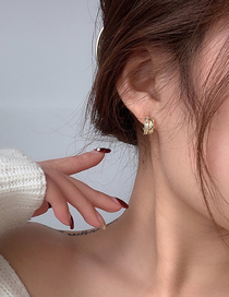 Fashion Golden Alloy Diamond Geometric Stud Earrings