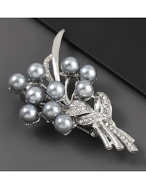 Fashion Silver Alloy Diamond Pearl Bouquet Brooch