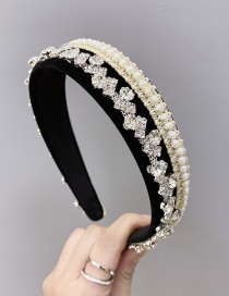 Fashion Beige Diamond Pearl Geometric Fabric Hair Hoop