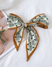 Fashion Cashew Flower Leaf Green Stripe Printing Geometric Shape Double-sided Small Scarf Long Ribbon