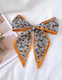 Fashion Dotted Floral Orange Stripe Printing Geometric Shape Double-sided Small Scarf Long Ribbon