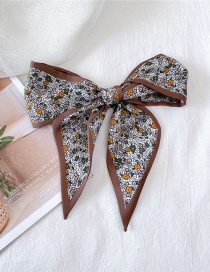 Fashion Dotted Floral Brown Stripe Printing Geometric Shape Double-sided Small Scarf Long Ribbon