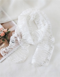 Fashion Lace Flower Sea White Lace Hollow Ribbon Long Small Silk Scarf