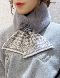 Fashion Houndstooth Pattern Gray Gray Knitted Plush Stitching Cross Wool Scarf