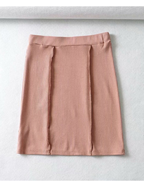 Falda De Color Liso Con Costuras Elásticas En La Cintura