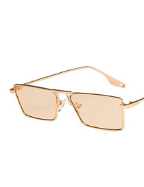 Fashion Golden Frame Light Tea Metal Small Frame Uv Protection Sunglasses