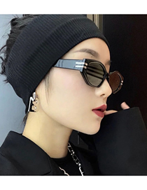 Fashion Bright Black All Gray Small Frame Resin Uv Protection Sunglasses