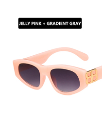 Fashion Jelly Powder Double Ash Resin Small Frame Uv Protection Sunglasses