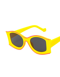 Fashion Yellow Frame All Gray Irregular Large Frame Resin Sunglasses