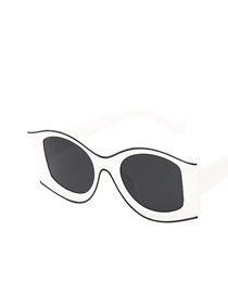 Fashion Real White And Gray Irregular Large Frame Resin Sunglasses