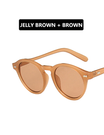 Fashion Jelly Tea Small Frame Mi Nail Resin Round Sunglasses