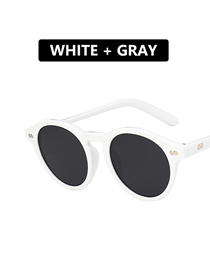Fashion Real White Gray Flakes Small Frame Mi Nail Resin Round Sunglasses