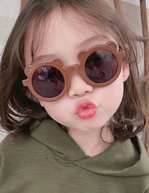 Fashion Dark Pink Gray Flakes Bear Resin Children Sunglasses