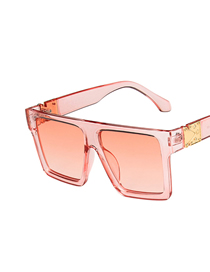 Fashion Transparent Powder Double Powder Large Square Frame Resin Sunglasses