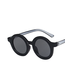 Fashion Bright Black And Gray Flakes Round Resin Uv Protection Children Sunglasses