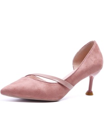 Fashion Pink Pointed Toe Wrapper Hollow Suede Non-slip Shoes