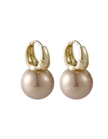 Fashion Champagne Gold-plated Pearl Geometric Earrings