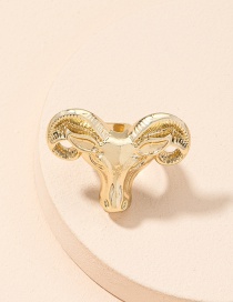 Fashion Golden Zodiac Bull Head Alloy Men S Ring