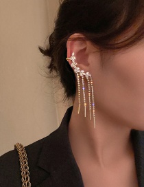 Fashion Golden Olive Branch Diamond Tassel Earrings