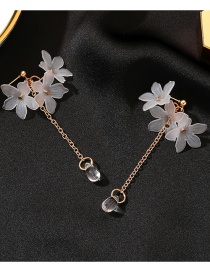 Fashion Flower Crystal Ice Flower Tassel Long Multilayer Crystal Petal Earrings