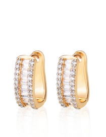 Fashion Gold-plated White Zirconium Diamond And Gold-plated Geometric Earrings