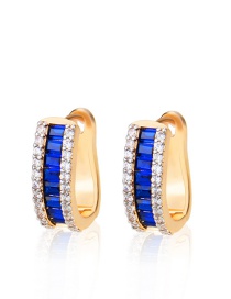 Fashion Gold-plated Blue Zirconium Diamond And Gold-plated Geometric Earrings