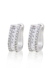 Fashion Platinum-plated White Zirconium Diamond And Gold-plated Geometric Earrings