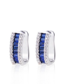 Fashion Platinum-plated Blue Zirconium Diamond And Gold-plated Geometric Earrings