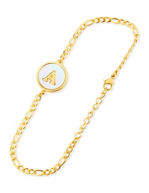 Fashion Gold-plated White Shell A Shell Round Letters Gold-plated Titanium Steel Bracelet