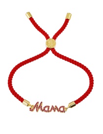 Fashion Red Copper Inlaid Zircon Letters Mama Braided Rope Bracelet