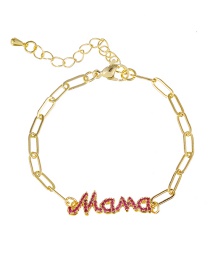 Fashion Golden Copper Inlaid Zircon Letters Mama Thick Chain Bracelet
