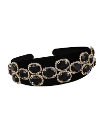 Fashion Black Fabric Alloy Diamond-studded Round Headband