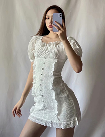 Fashion White Full Lace Lace Dress With Ruffles